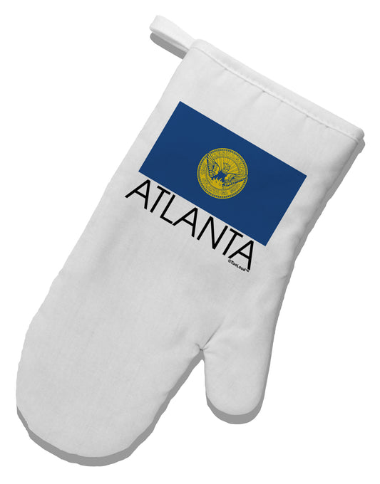 Atlanta Georgia Flag Text White Printed Fabric Oven Mitt by TooLoud-Oven Mitt-TooLoud-White-Davson Sales