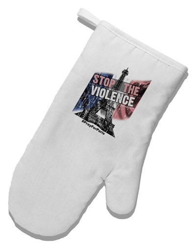 Distressed Paris Stop The Violence White Printed Fabric Oven Mitt-Oven Mitt-TooLoud-White-Davson Sales