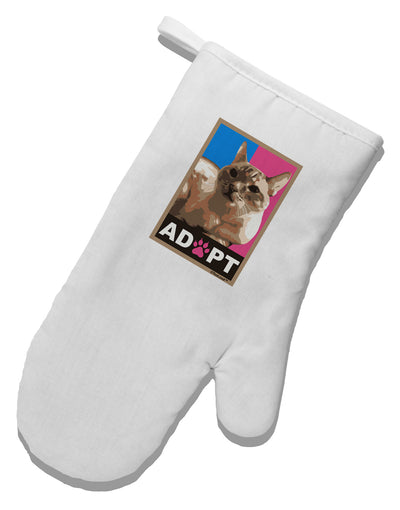 Adopt Cute Kitty Cat Adoption White Printed Fabric Oven Mitt-Oven Mitt-TooLoud-White-Davson Sales