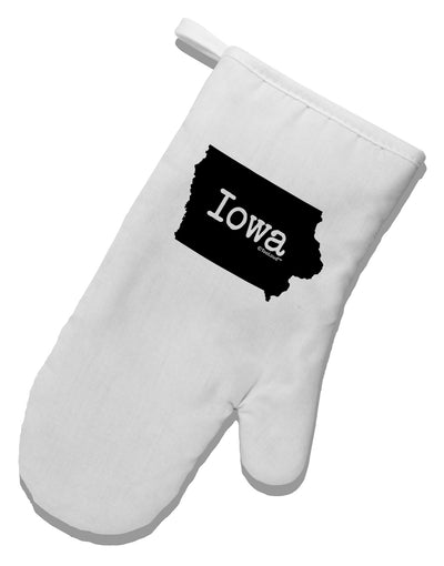 Iowa - United States Shape White Printed Fabric Oven Mitt-Oven Mitt-TooLoud-White-Davson Sales