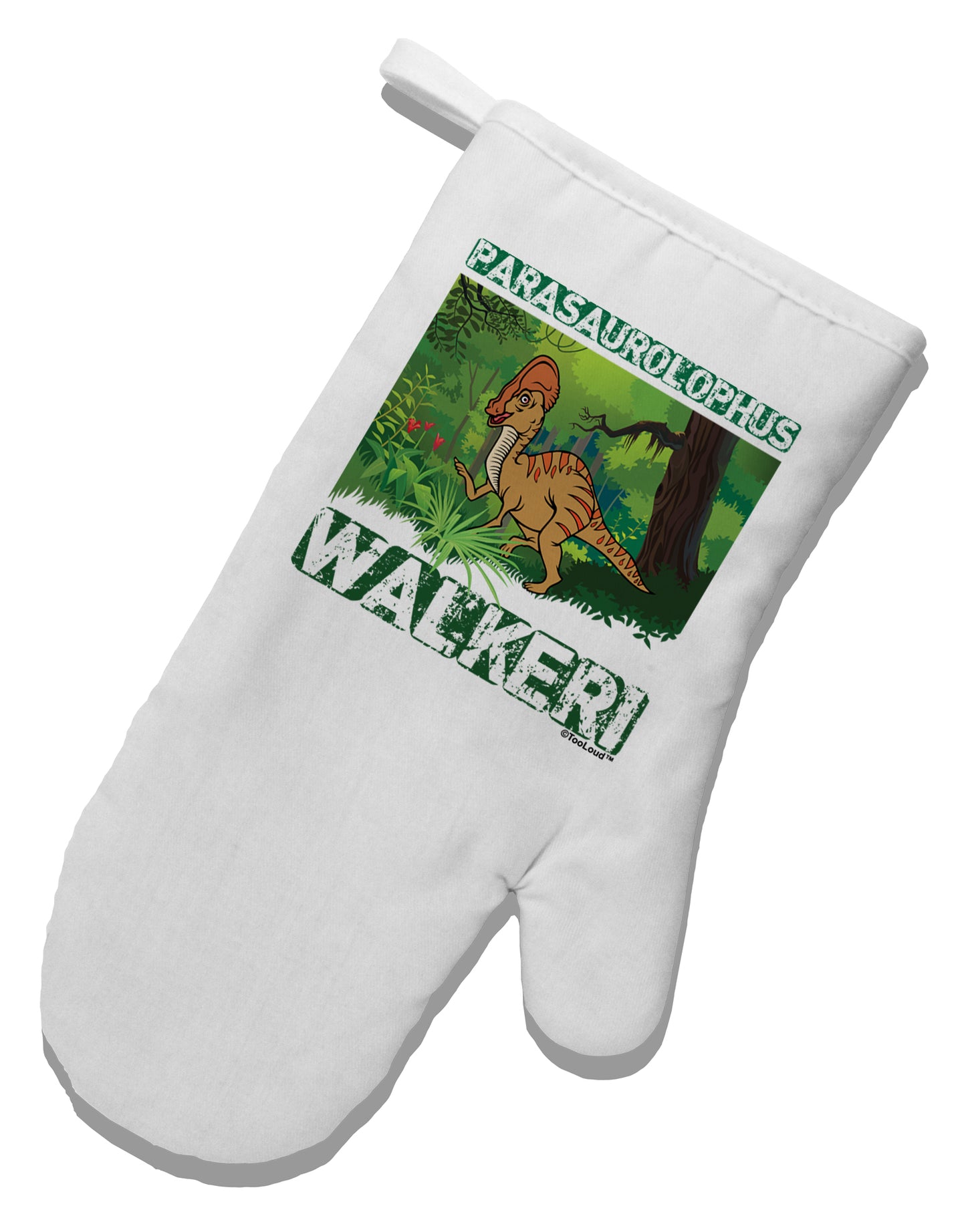 Parasaurolophus Walkeri - With Name White Printed Fabric Oven Mitt by TooLoud-Oven Mitt-TooLoud-White-Davson Sales