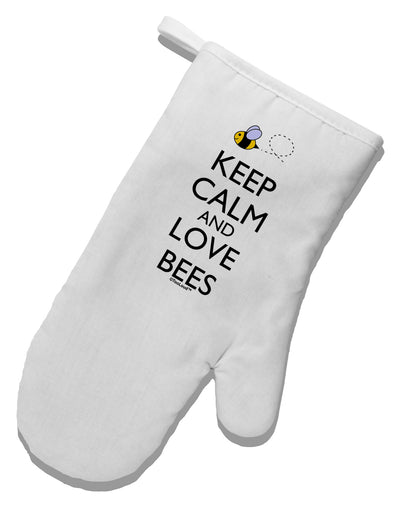 Keep Calm and Love Bees Color White Printed Fabric Oven Mitt-Oven Mitt-TooLoud-White-Davson Sales