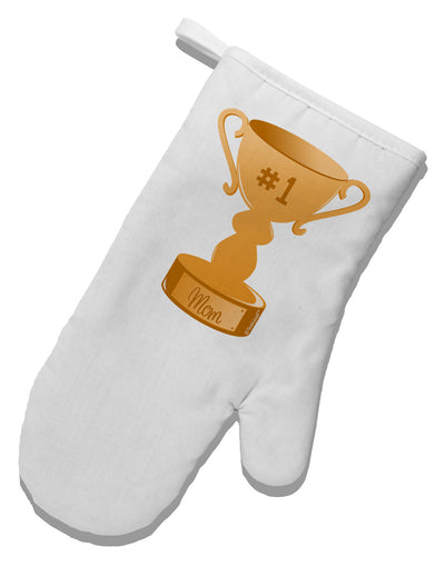 Number One Mom Trophy White Printed Fabric Oven Mitt by TooLoud-Oven Mitt-TooLoud-White-Davson Sales