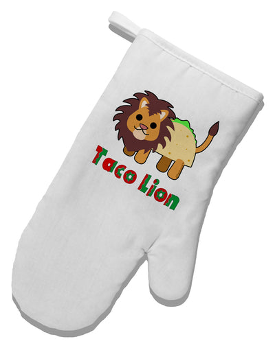 Cute Taco Lion Text White Printed Fabric Oven Mitt-Oven Mitt-TooLoud-White-Davson Sales