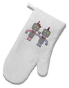 Cute Robot Love White Printed Fabric Oven Mitt by TooLoud-Oven Mitt-TooLoud-White-Davson Sales