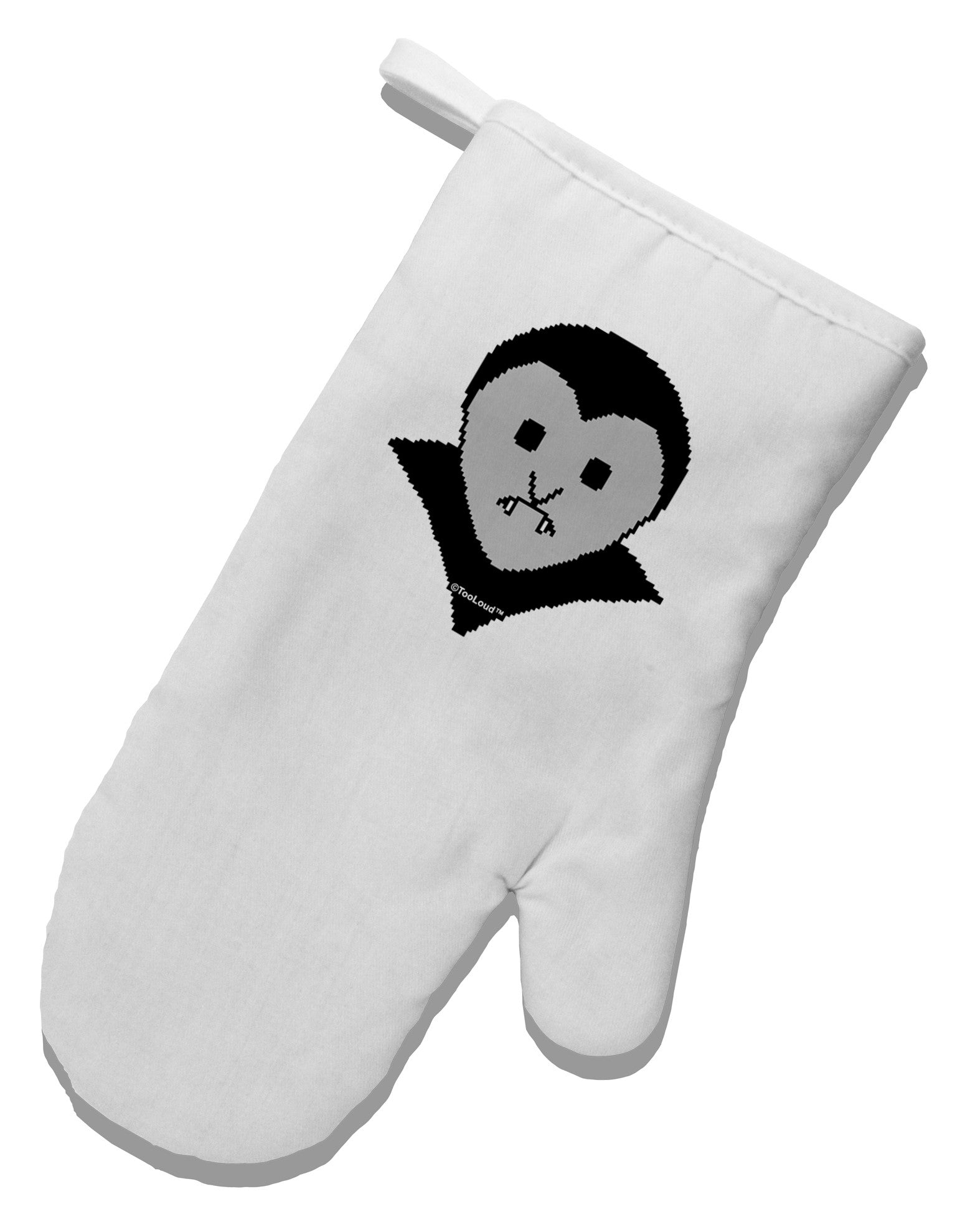 Cute Pixel Vampire Male White Printed Fabric Oven Mitt-Oven Mitt-TooLoud-White-Davson Sales
