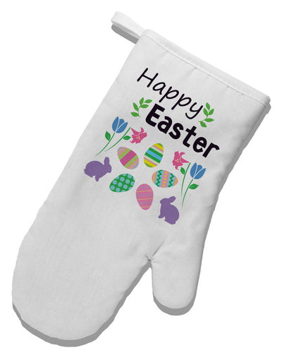 Happy Easter Design White Printed Fabric Oven Mitt-Oven Mitt-TooLoud-White-Davson Sales