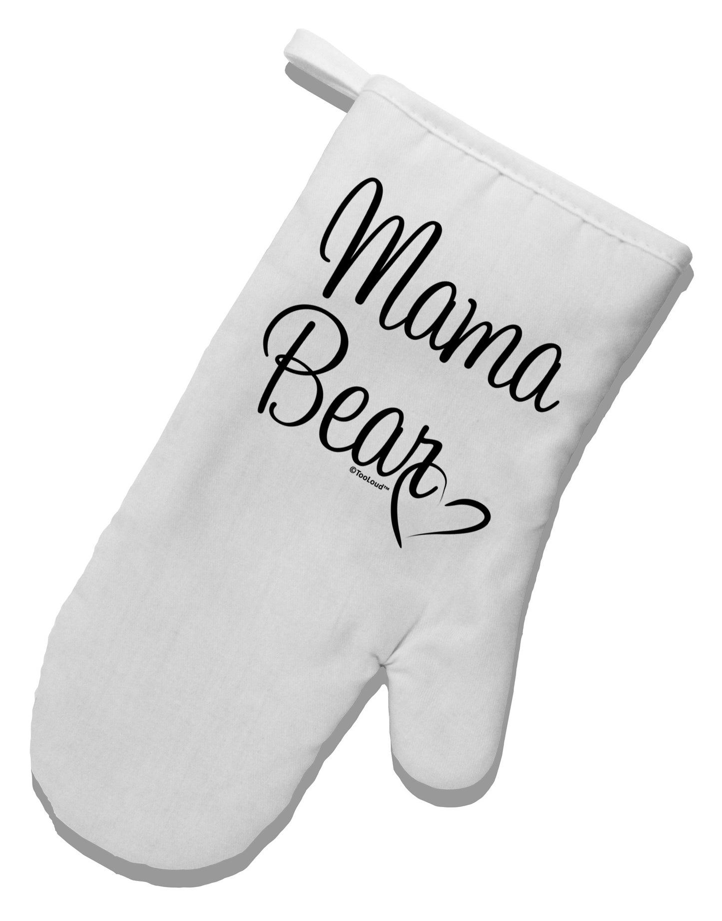 Mama Bear with Heart - Mom Design White Printed Fabric Oven Mitt by TooLoud-Oven Mitt-TooLoud-White-Davson Sales