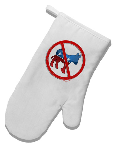 Distressed No Democrats Sign White Printed Fabric Oven Mitt-Oven Mitt-TooLoud-White-Davson Sales