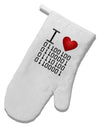 I Heart Binary Data White Printed Fabric Oven Mitt-Oven Mitt-TooLoud-White-Davson Sales