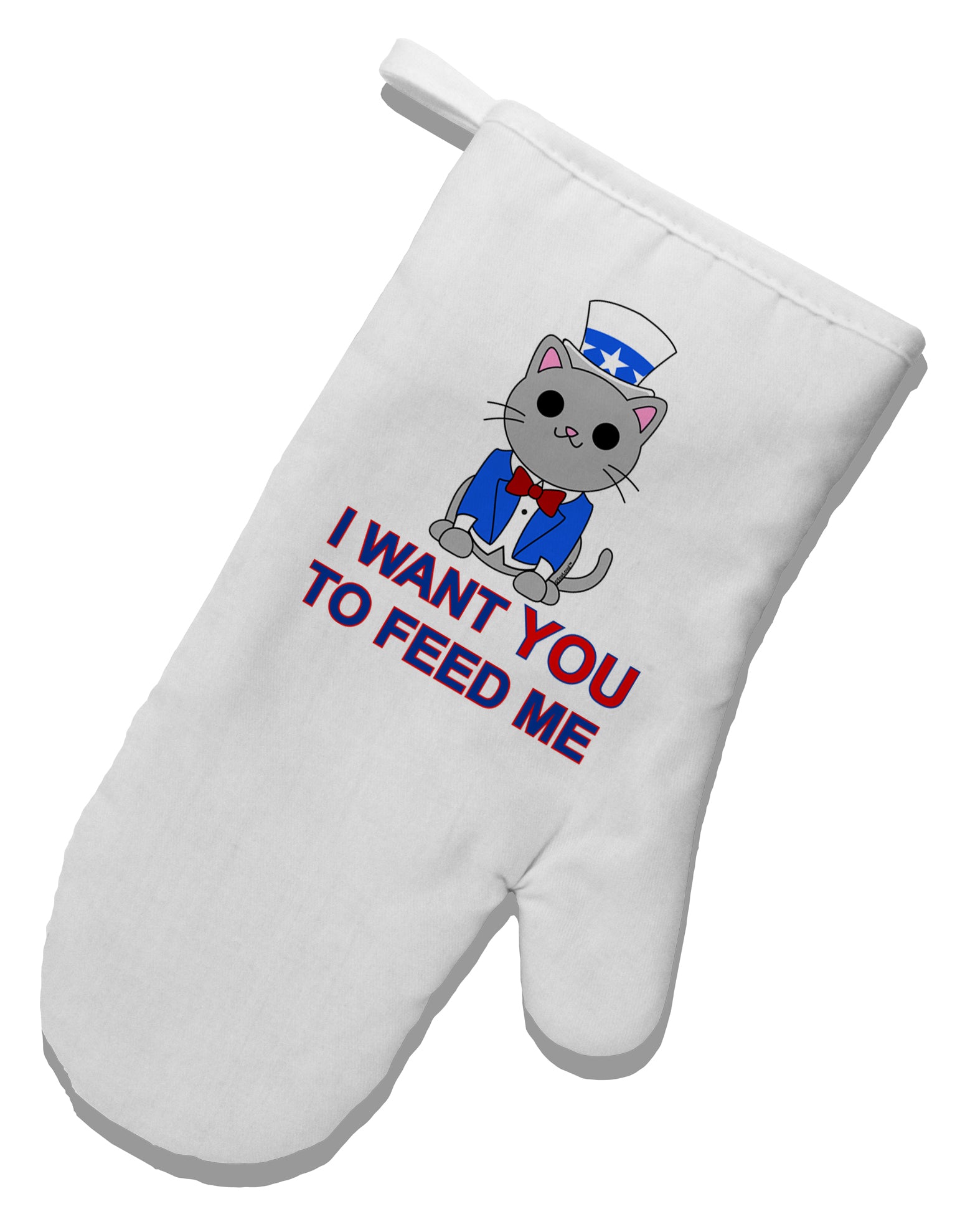 Patriotic Cat I Want You White Printed Fabric Oven Mitt by TooLoud-Oven Mitt-TooLoud-White-Davson Sales