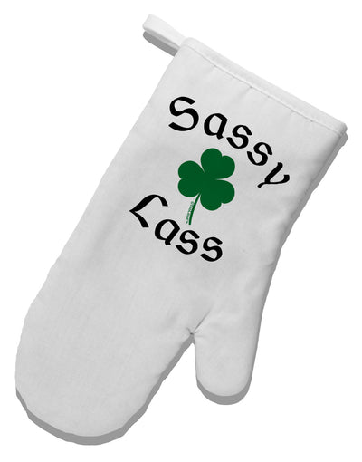 Sassy Lass St Patricks Day White Printed Fabric Oven Mitt-Oven Mitt-TooLoud-White-Davson Sales