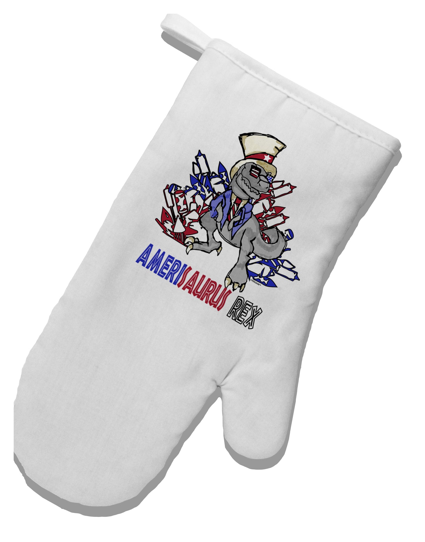 TooLoud AMERISAURUS REX White Printed Fabric Oven Mitt-OvenMitts-TooLoud-Davson Sales