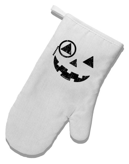 Monocle Jack-o-Lantern Distressed White Printed Fabric Oven Mitt-Oven Mitt-TooLoud-White-Davson Sales