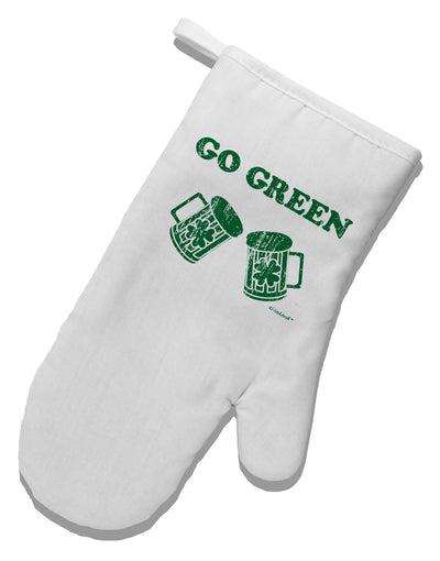 Go Green - St. Patrick's Day Green Beer White Printed Fabric Oven Mitt by TooLoud-Oven Mitt-TooLoud-White-Davson Sales