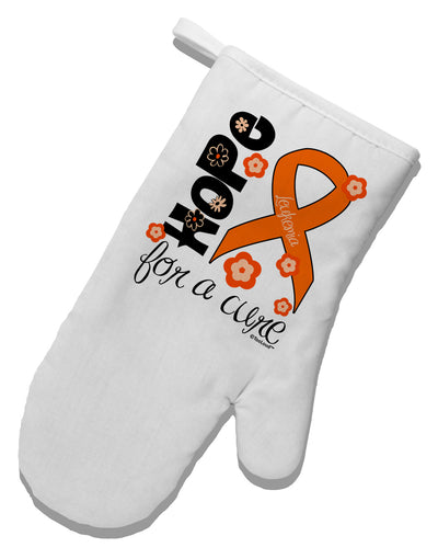 Hope for a Cure - Orange Ribbon Leukemia - Flowers White Printed Fabric Oven Mitt-Oven Mitt-TooLoud-White-Davson Sales