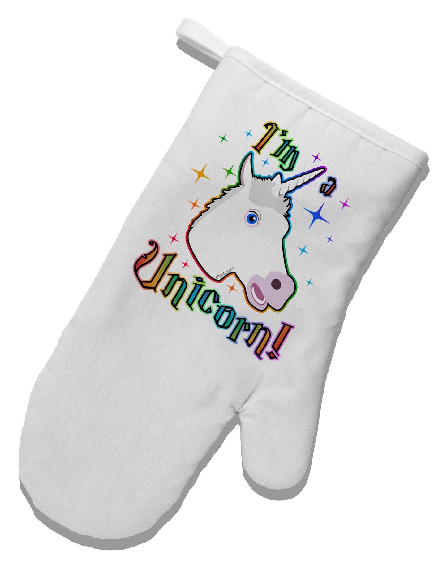 I'm a Unicorn White Printed Fabric Oven Mitt-Oven Mitt-TooLoud-White-Davson Sales