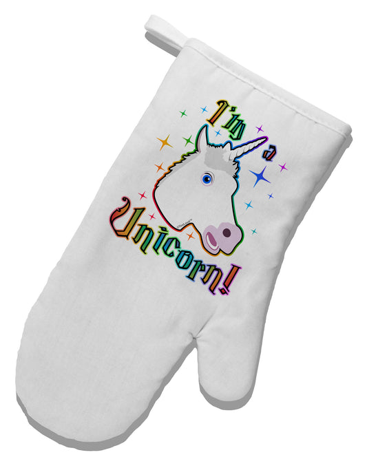 I'm a Unicorn White Printed Fabric Oven Mitt-Oven Mitt-TooLoud-White-Davson Sales