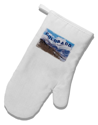 Pikes Peak Text White Printed Fabric Oven Mitt-Oven Mitt-TooLoud-White-Davson Sales