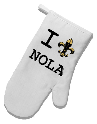 I Love NOLA Fleur de Lis White Printed Fabric Oven Mitt-Oven Mitt-TooLoud-White-Davson Sales