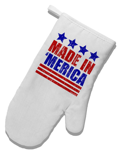 Made in Merica - Stars and Stripes Color Design White Printed Fabric Oven Mitt-Oven Mitt-TooLoud-White-Davson Sales