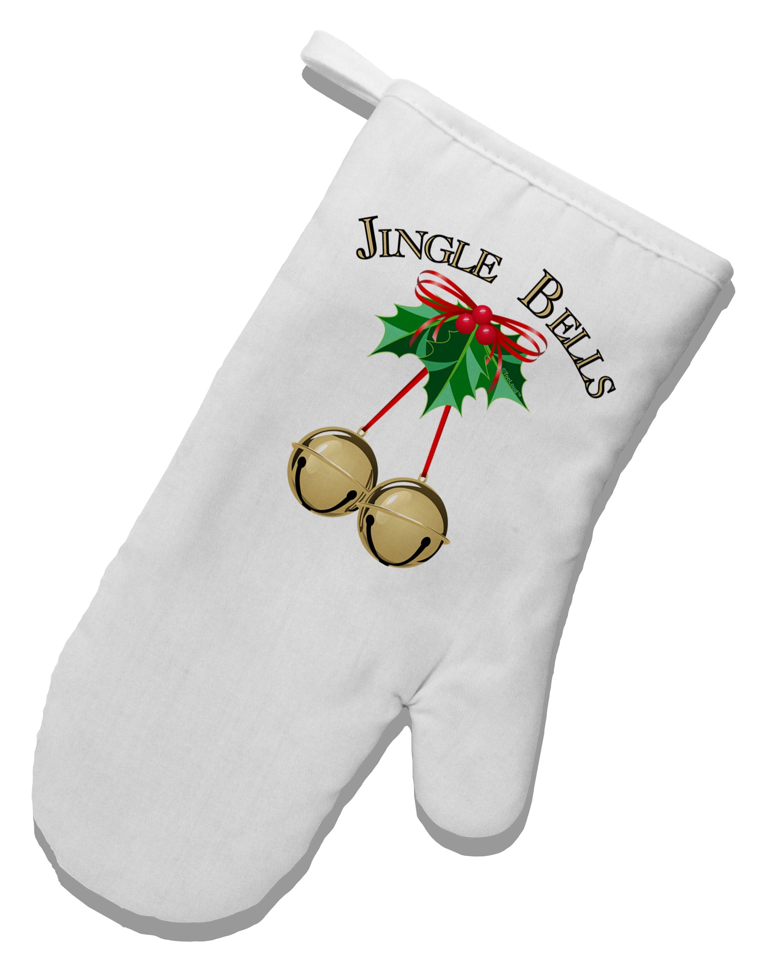 Jingle Bells White Printed Fabric Oven Mitt by TooLoud-Oven Mitt-TooLoud-White-Davson Sales