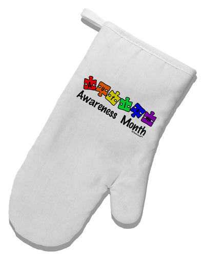 Autism Awareness Month - Colorful Puzzle Pieces White Printed Fabric Oven Mitt by TooLoud-Oven Mitt-TooLoud-White-Davson Sales