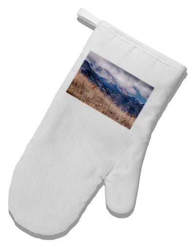 Pikes Peak CO Mountains White Printed Fabric Oven Mitt by TooLoud-Oven Mitt-TooLoud-White-Davson Sales