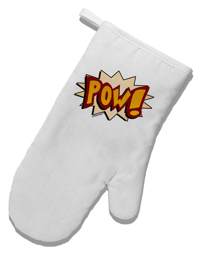 Onomatopoeia POW White Printed Fabric Oven Mitt-Oven Mitt-TooLoud-White-Davson Sales