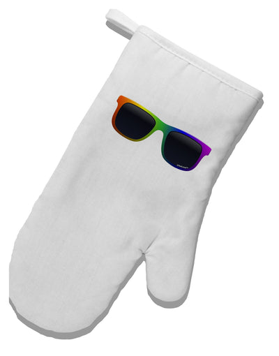 Pride Rainbow Glasses White Printed Fabric Oven Mitt by TooLoud-Oven Mitt-TooLoud-White-Davson Sales