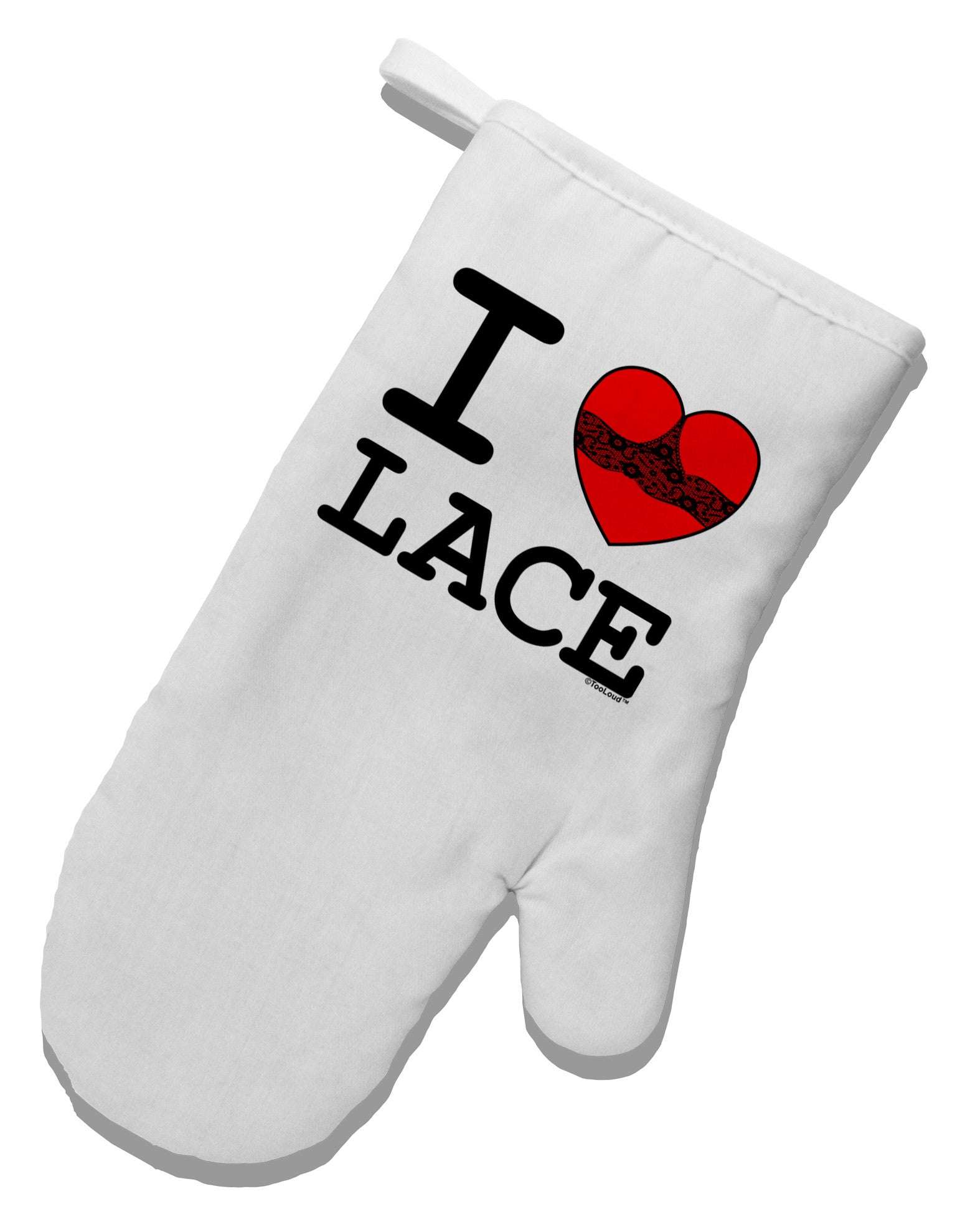 I Love Heart Lace White Printed Fabric Oven Mitt-Oven Mitt-TooLoud-White-Davson Sales