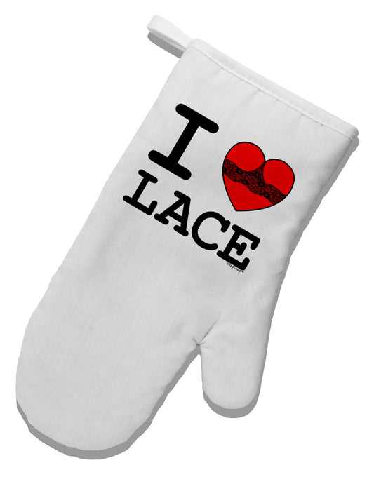 I Love Heart Lace White Printed Fabric Oven Mitt-Oven Mitt-TooLoud-White-Davson Sales