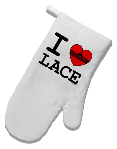 I Love Heart Lace White Printed Fabric Oven Mitt-Oven Mitt-TooLoud-White-Davson Sales