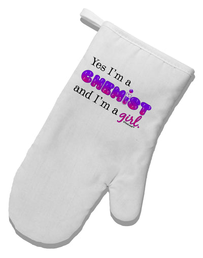 TooLoud Yes I am a Chemist Girl White Printed Fabric Oven Mitt-Oven Mitt-TooLoud-White-Davson Sales