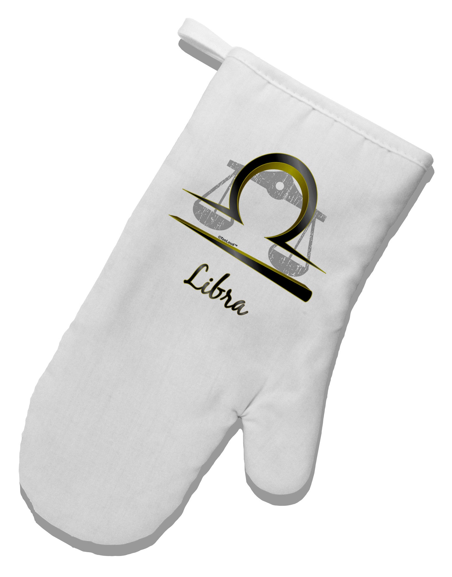 Libra Symbol White Printed Fabric Oven Mitt-Oven Mitt-TooLoud-White-Davson Sales