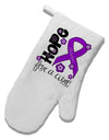 Hope for a Cure - Purple Ribbon Alzheimers Disease - Flowers White Printed Fabric Oven Mitt-Oven Mitt-TooLoud-White-Davson Sales