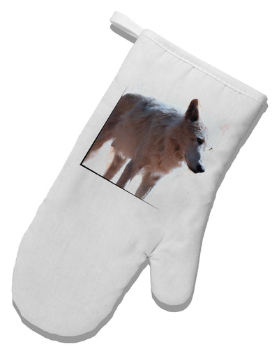 Magnificent Full White Wolf White Printed Fabric Oven Mitt-Oven Mitt-TooLoud-White-Davson Sales