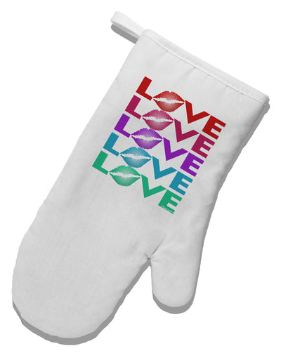 Colorful Love Kisses White Printed Fabric Oven Mitt-Oven Mitt-TooLoud-White-Davson Sales