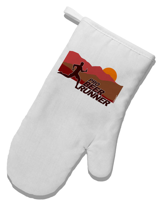 Pro Beer Runner Man White Printed Fabric Oven Mitt-Oven Mitt-TooLoud-White-Davson Sales