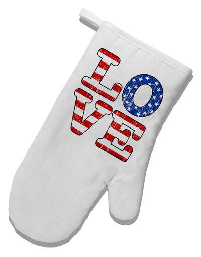 American Love Design - Distressed White Printed Fabric Oven Mitt by TooLoud-Oven Mitt-TooLoud-White-Davson Sales