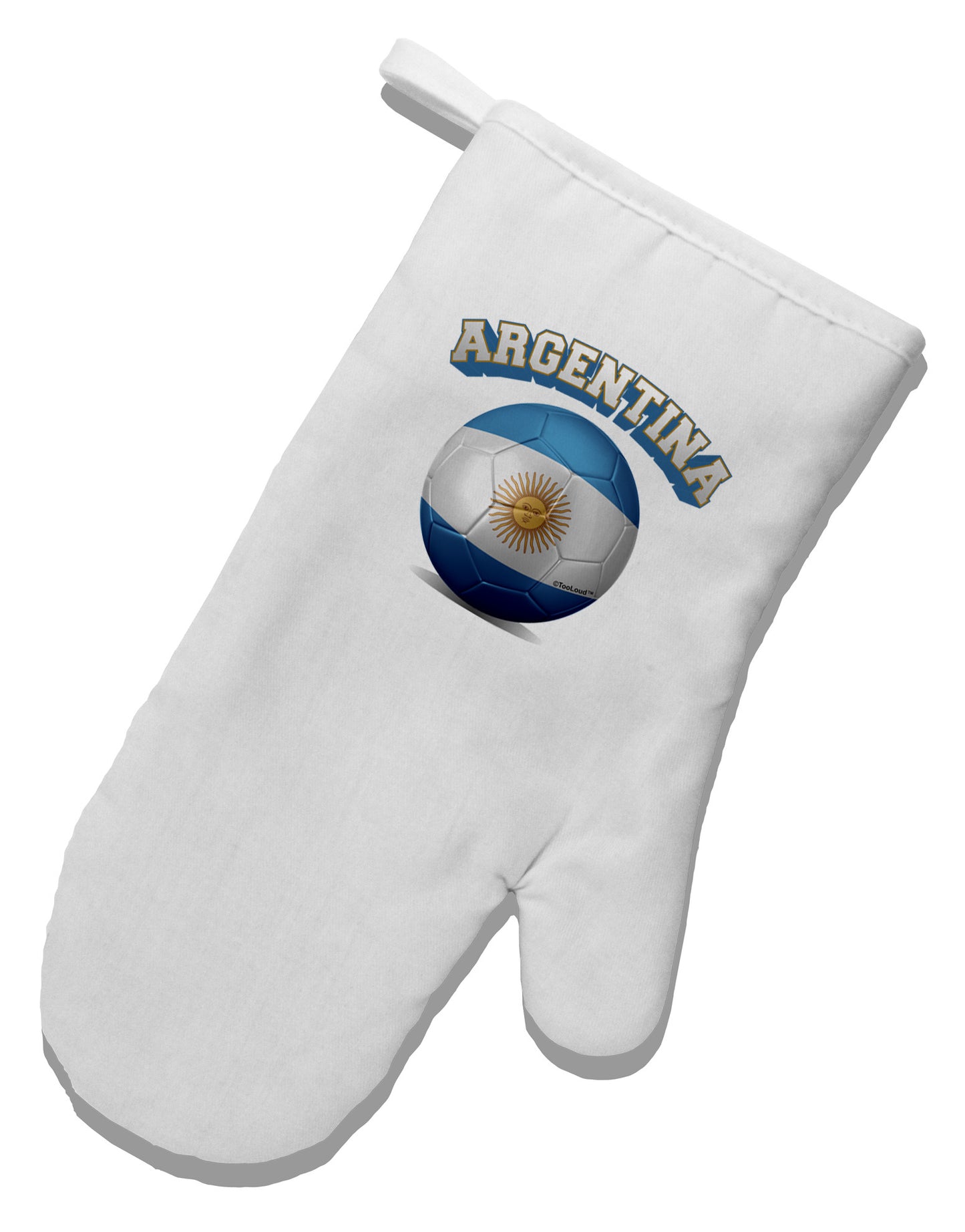 Soccer Ball Flag - Argentina White Printed Fabric Oven Mitt-Oven Mitt-TooLoud-White-Davson Sales