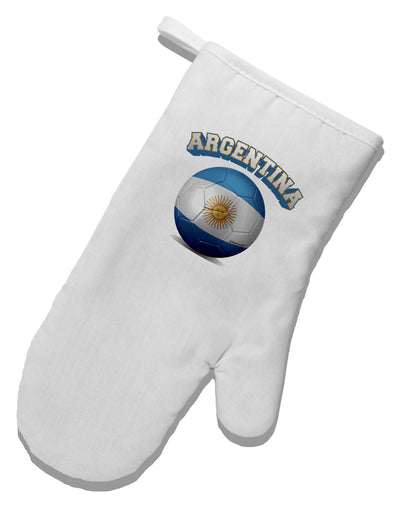 Soccer Ball Flag - Argentina White Printed Fabric Oven Mitt-Oven Mitt-TooLoud-White-Davson Sales