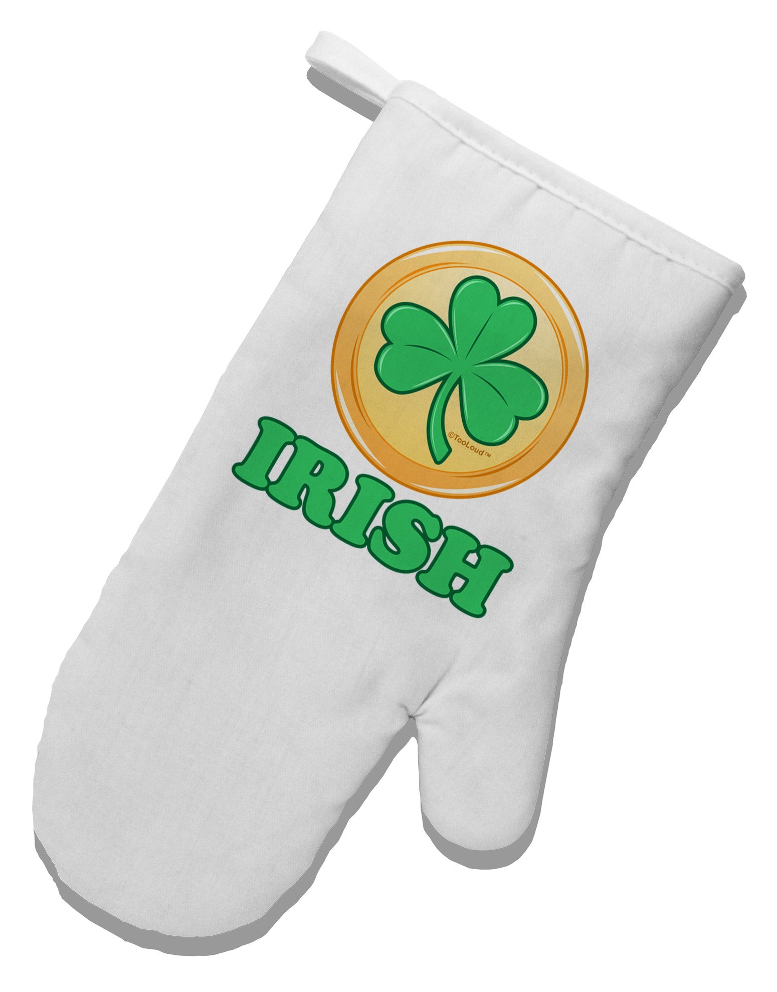 Shamrock Button - Irish White Printed Fabric Oven Mitt by TooLoud-Oven Mitt-TooLoud-White-Davson Sales