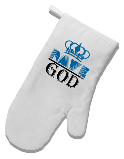 Rave God White Printed Fabric Oven Mitt-Oven Mitt-TooLoud-White-Davson Sales