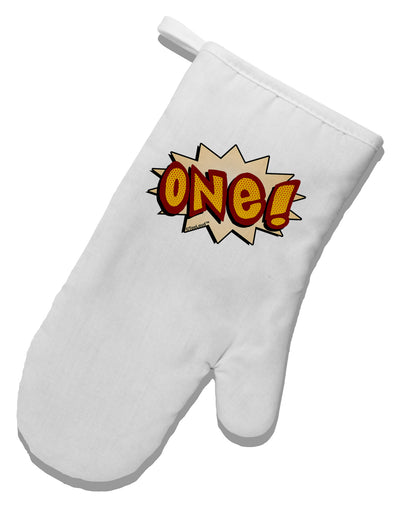 Onomatopoeia One Birthday White Printed Fabric Oven Mitt-Oven Mitt-TooLoud-White-Davson Sales