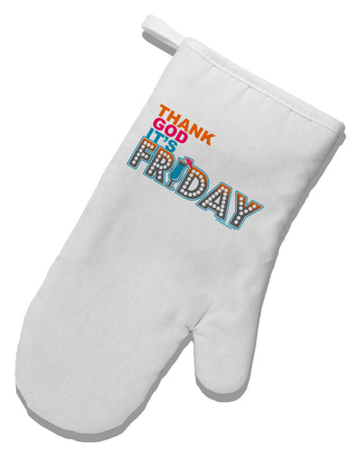 Thank God It's Friday Mixed Drink White Printed Fabric Oven Mitt-Oven Mitt-TooLoud-White-Davson Sales