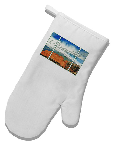 CO Beautiful View Text White Printed Fabric Oven Mitt-Oven Mitt-TooLoud-White-Davson Sales