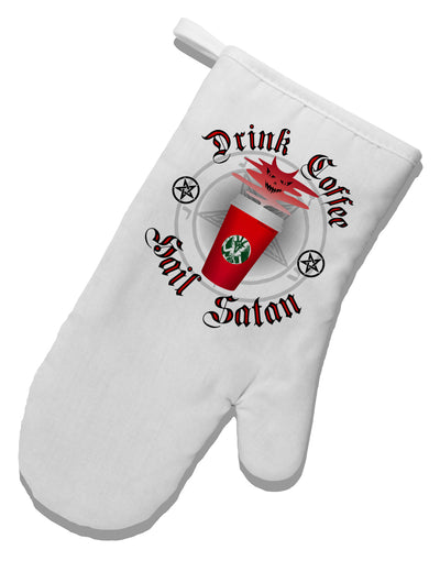 Red Cup Drink Coffee Hail Satan White Printed Fabric Oven Mitt by TooLoud-TooLoud-White-Davson Sales