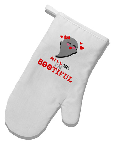 Kiss Me BOOtiful Ghost Red White Printed Fabric Oven Mitt-Oven Mitt-TooLoud-White-Davson Sales