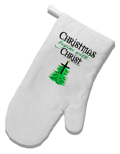 Begins With Christ White Printed Fabric Oven Mitt-Oven Mitt-TooLoud-White-Davson Sales